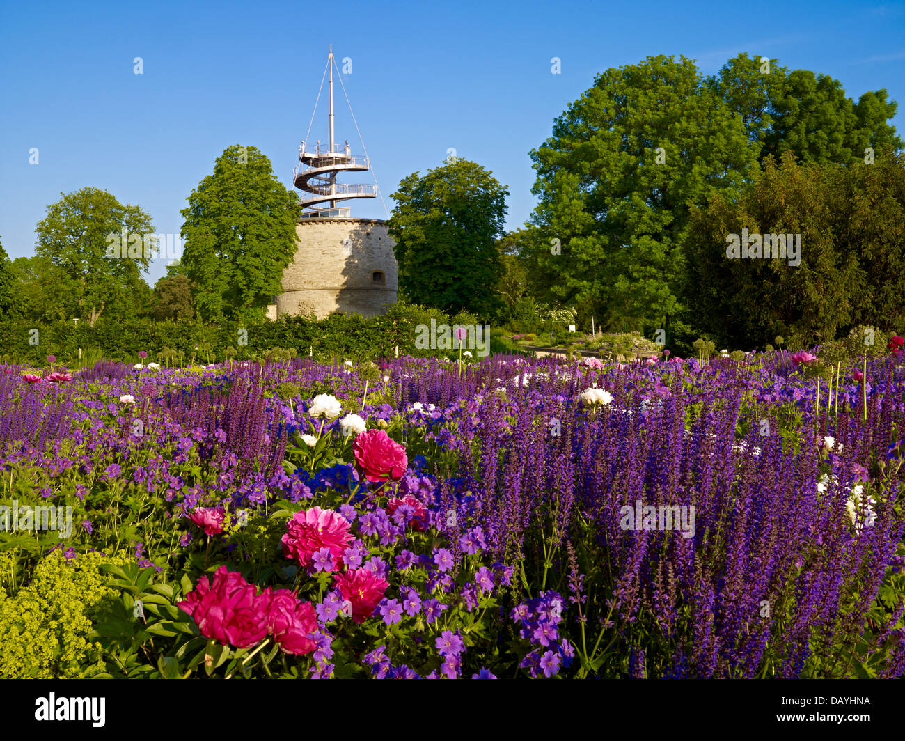 Torre di osservazione in EGA Park a Erfurt, Turingia, Germania Foto Stock