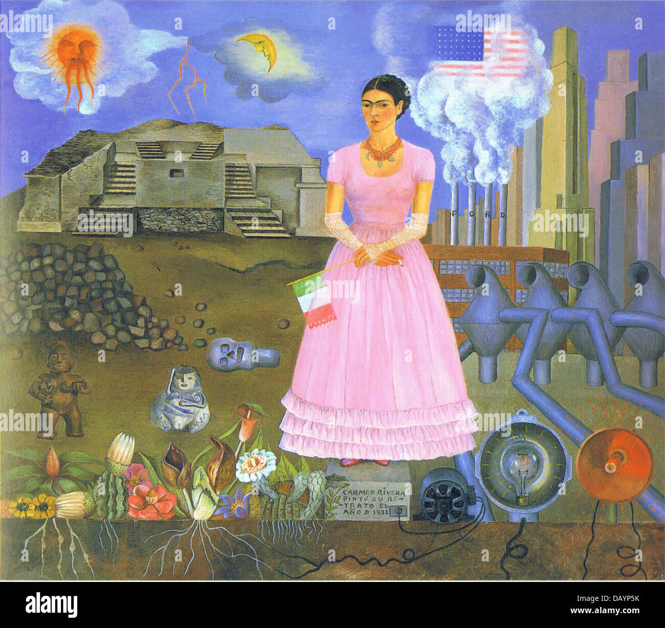 Frida Kahlo Self-portrait lungo la linea di confine tra il Messico e gli Stati Uniti 1932 Foto Stock