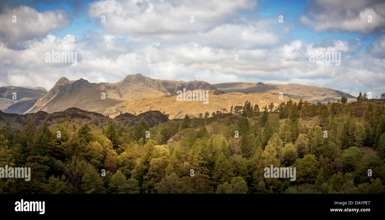 Langdales nel Lake District, Cumbria, Inghilterra, l'Europa. Foto Stock