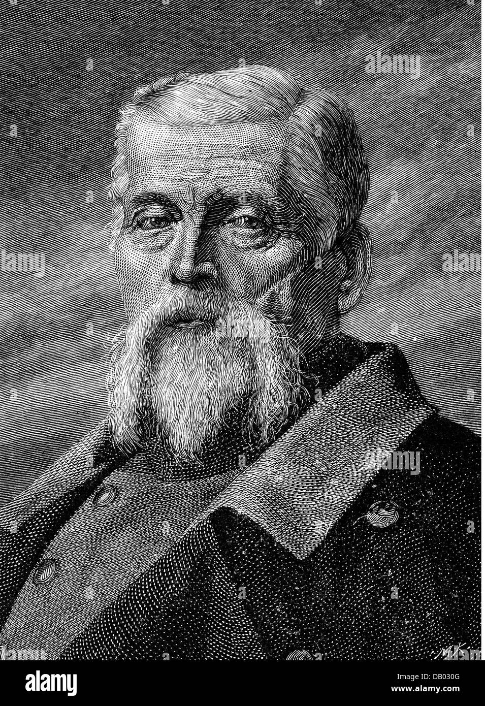 Tann-Rathsamhausen, Ludwig Freiherr von der, 18.6.1815 - 26.4.1881, generale bavarese, comandante generale del i corpo dell'esercito bavarese 1869 - 1881, ritratto, età avanzata, incisione del legno, circa 1880, Foto Stock