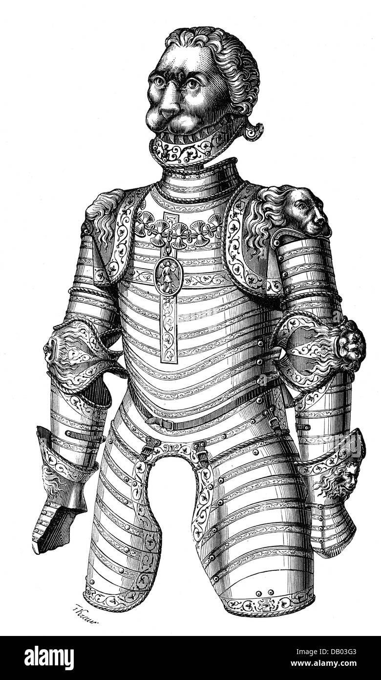 Militare, Medioevo, armatura del cavaliere, armatura del leone, attribuita a Re Luigi XII di Francia, circa 1500, diritti aggiuntivi-clearences-non disponibile Foto Stock