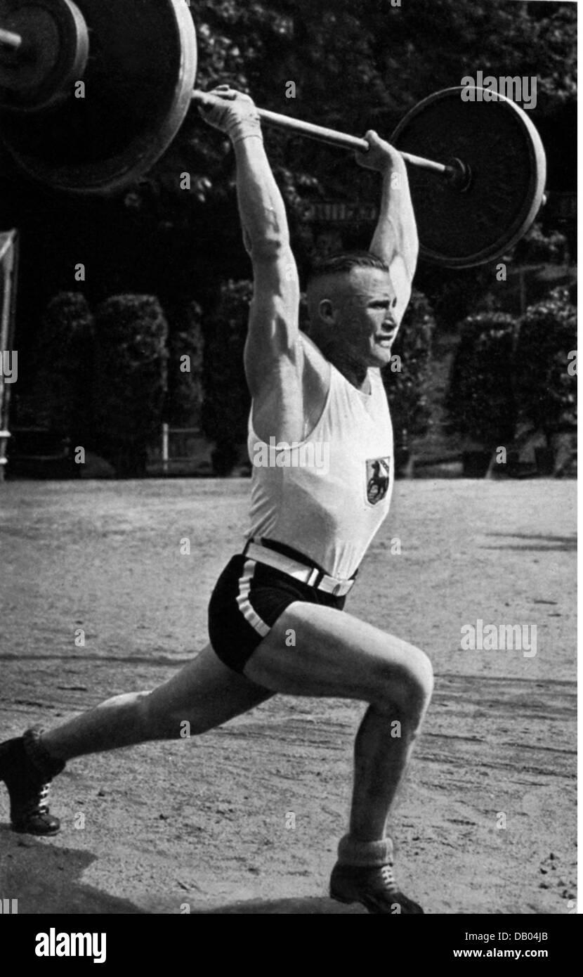 Sport, sollevamento pesi, leggero, sollevamento pesi tedesco Janssen (Essen), circa 1935, diritti-aggiuntivi-non-disponibili Foto Stock