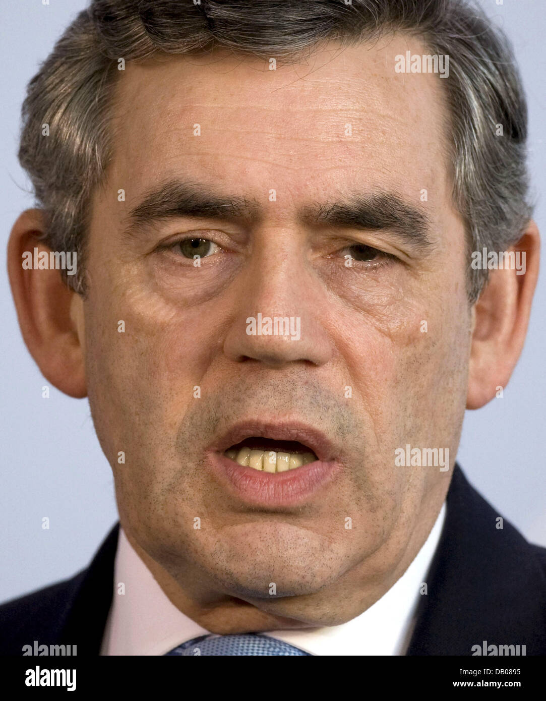Il colpo alla testa mostra il primo ministro britannico Gordon Brown alla cancelleria a Berlino, 16 luglio 2007. Foto: Peer Grimm Foto Stock
