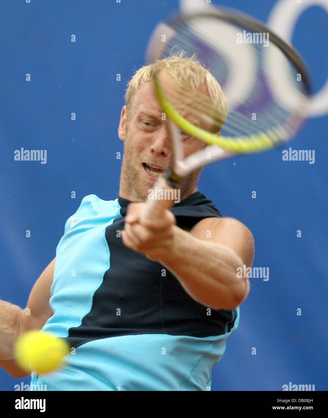 Tennis austriaco pro Stefan KOUBEK: risultati nei colpi a diretti girato nel suo turno di ultimi sedici match contro argentino Juan Monaco presso la Mercedes Cup a Stoccarda, Germania, 19 luglio 2007. Foto: Bernd Weissbrod Foto Stock