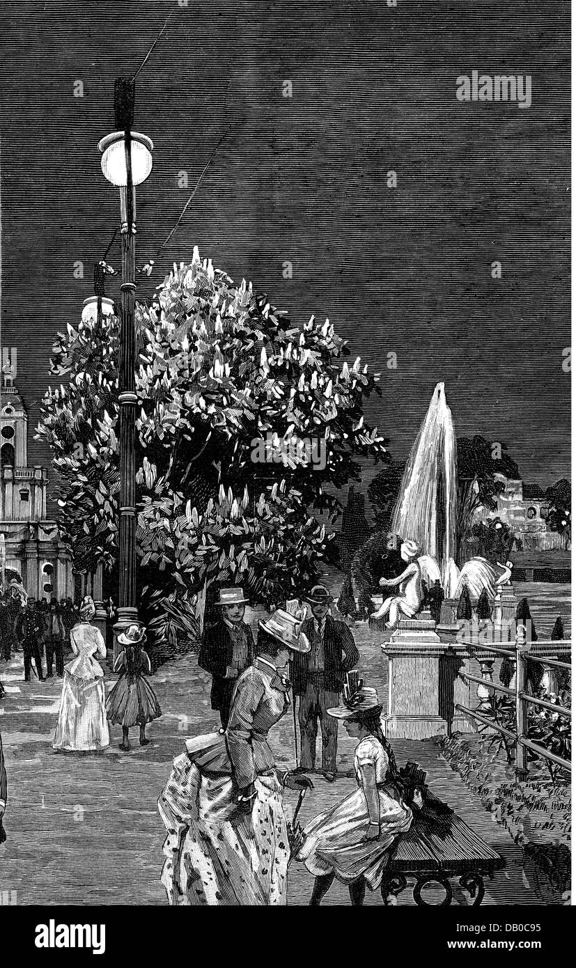 Energia, elettricità, illuminazione elettrica del tedesco - esposizione nazionale delle arti applicate, Monaco, 1888, diritti aggiuntivi-clearences-non disponibile Foto Stock