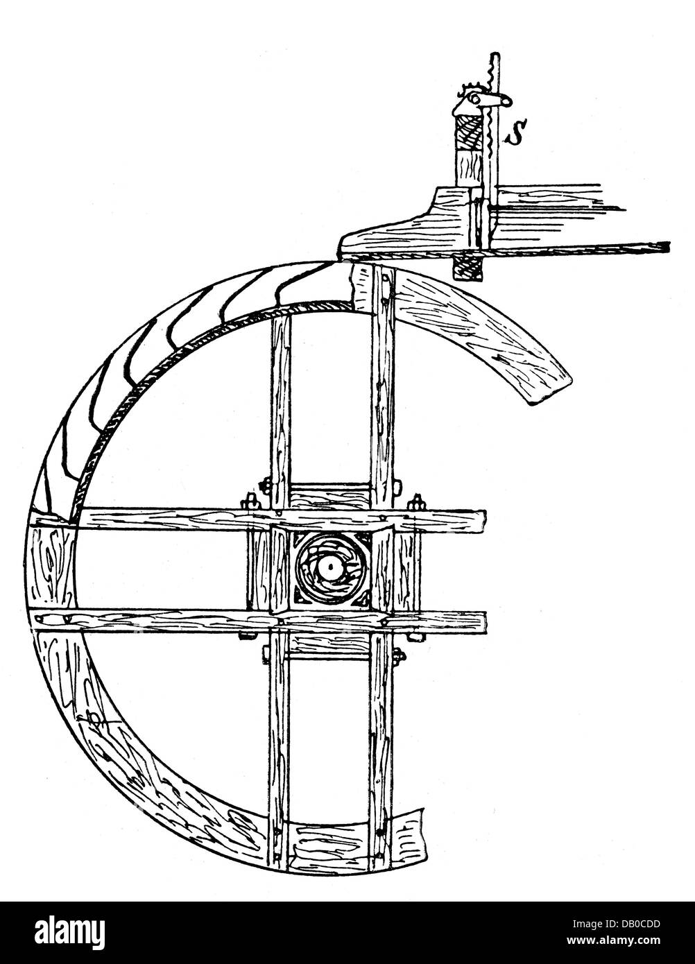 Energia, acqua, ruote idrici, ruota idraulica, sezione trasversale, incisione del legno, fine del XIX secolo, XIX secolo, tecnologia, ingegneria, tecnologie, tecniche, impulsioni, impulsi, potenza motrice, potenza motrice, generazione di energia, energia idrica, idroelettrica, idroelettrica, storica, storica, diritti aggiuntivi-clearences-not available Foto Stock
