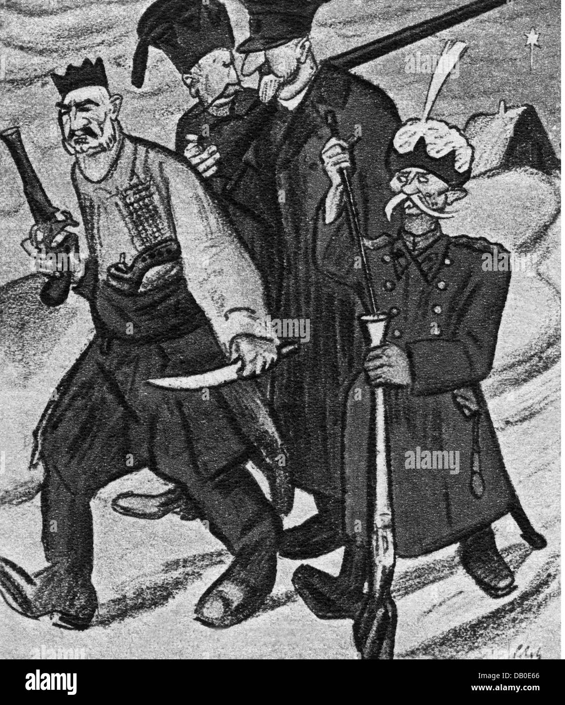 Politica, Balcani, caricatura, 'i quattro Re Unholy', disegno, 'implizissimus', Monaco, 1912, diritti aggiuntivi-clearences-non disponibili Foto Stock