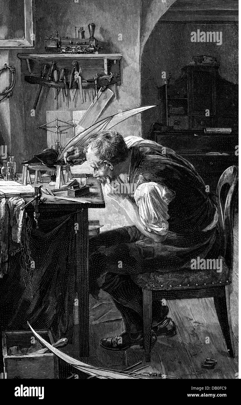 Persone, uomini, caricature, il project-maker, incisione del legno, 'Das Neue Universum', Germania, 1892, diritti aggiuntivi-clearences-not available Foto Stock