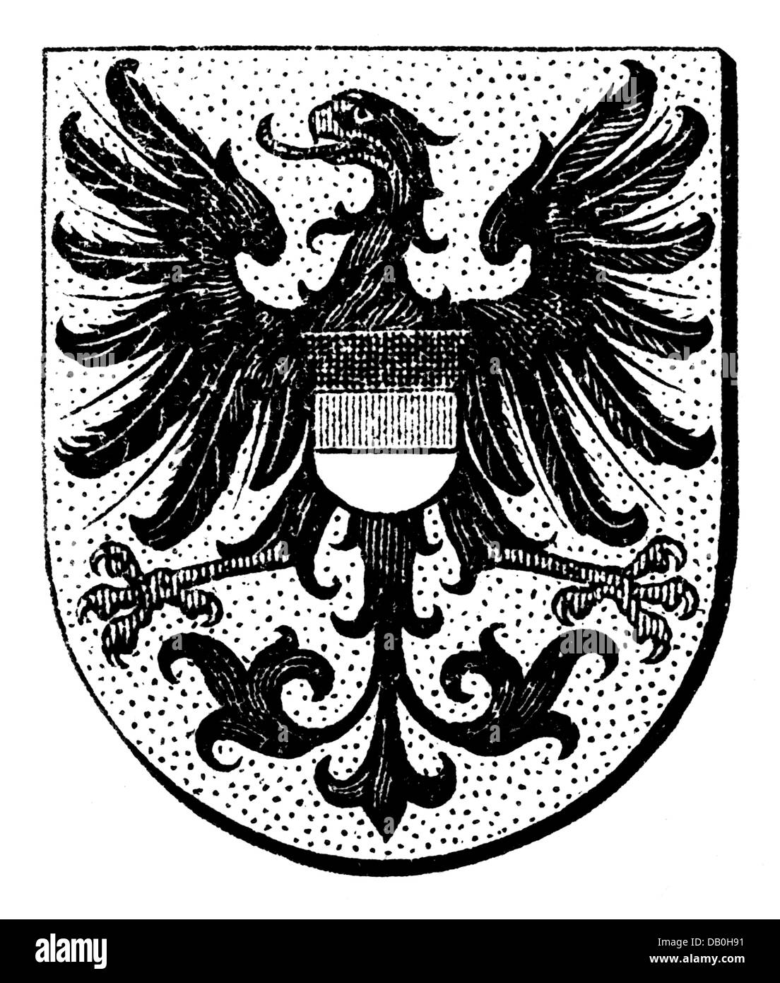 Araldica, stemma, in Germania, città bracci, Reutlingen, incisione su