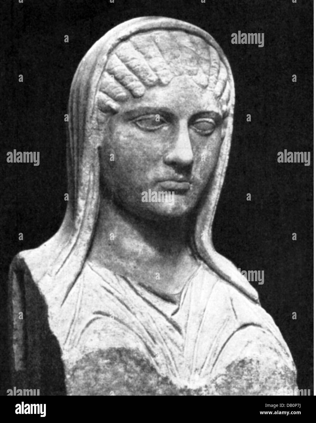 Aspasia, circa 470 BC - circa 420 BC, filosofo greco, hetaera, ritratto, copia in marmo sulla base di scultura antica di Roma, Foto Stock