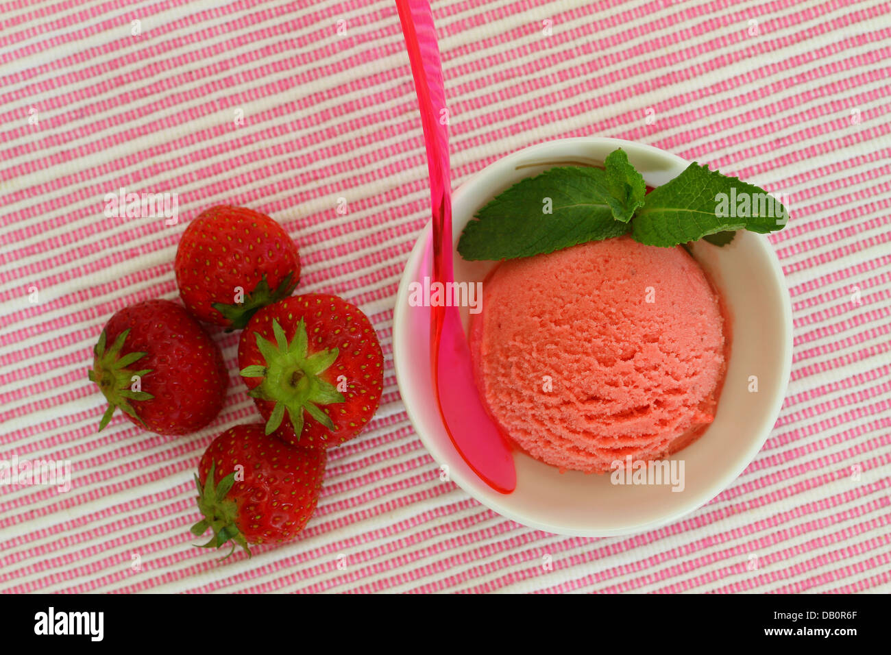 Sorbetto di fragole e fragole fresche Foto Stock