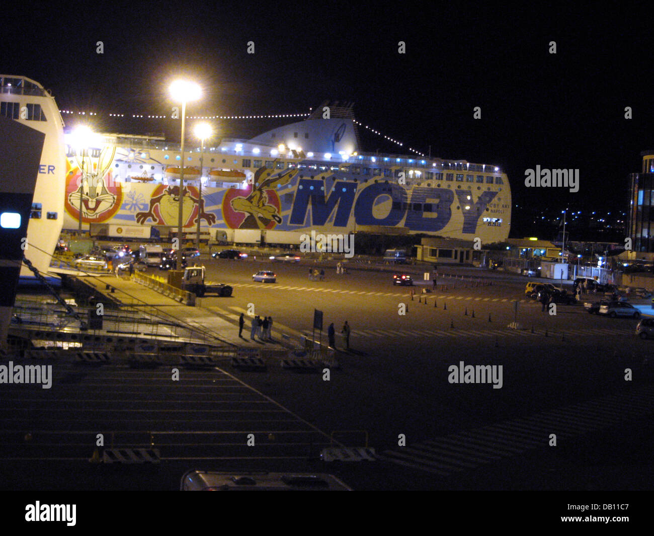 La foto mostra un 'Moby-Linee' ferry in sardo Olbia, Italia, 07 settembre 2007. Foto: Stephan Jansen Foto Stock