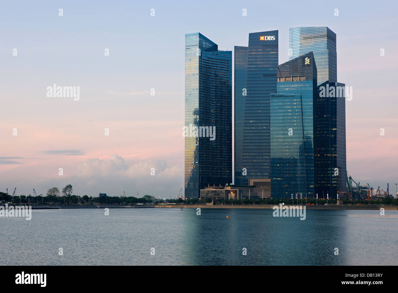 Baia di Marina centro finanziario di Singapore. Foto Stock