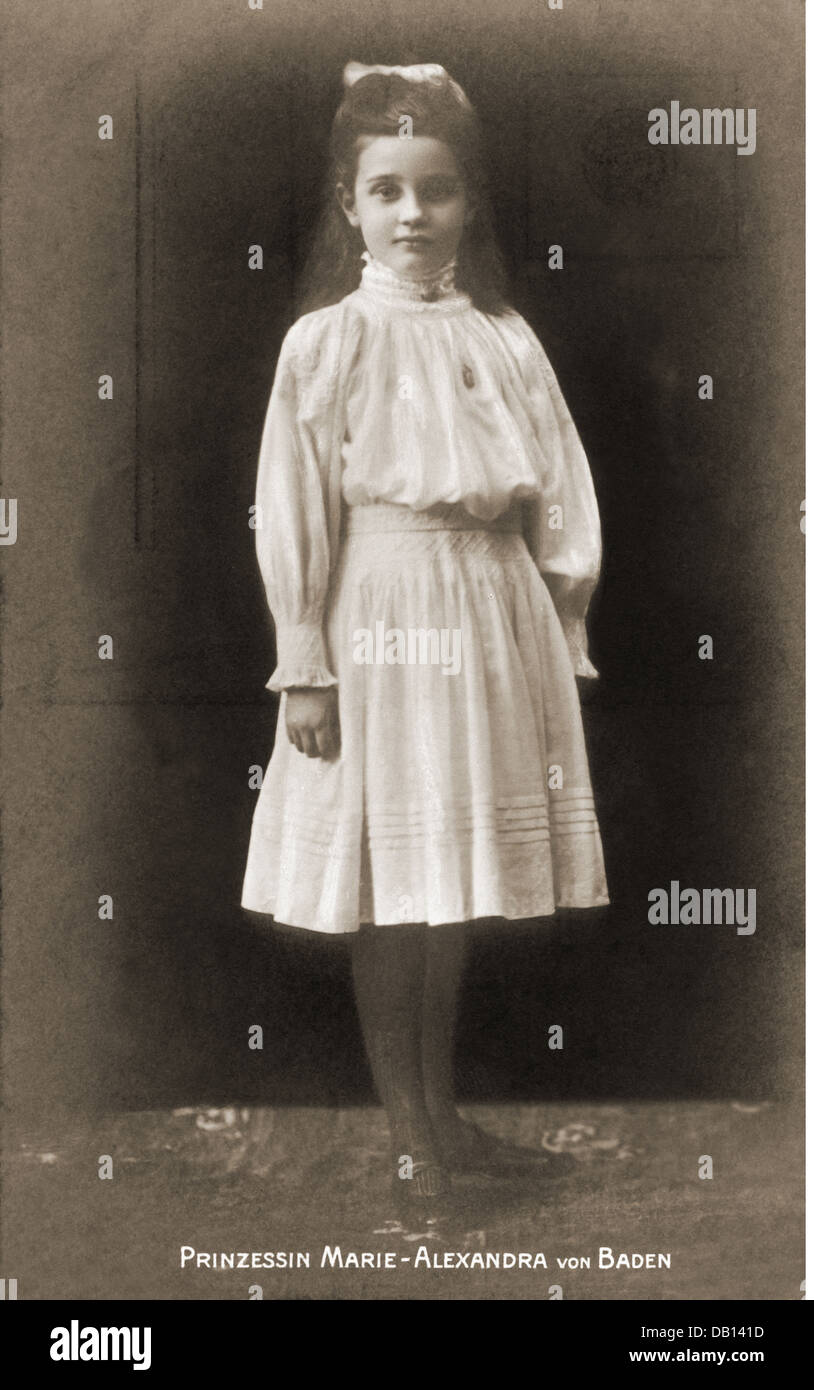 Marie Alexandra, 1.8.1902 - 29.1.1944, principessa di Baden, intera lunghezza, cartolina, fratelli Hirsch, Karlsruhe, circa 1910, Foto Stock