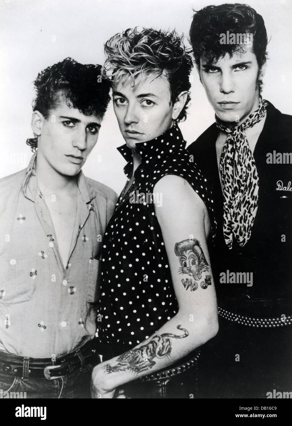 I gatti randagi foto promozionale di noi rockabilly gruppo circa 984 con da l: Lee Rocker, Brian Setzer, Jim Phantom Foto Stock