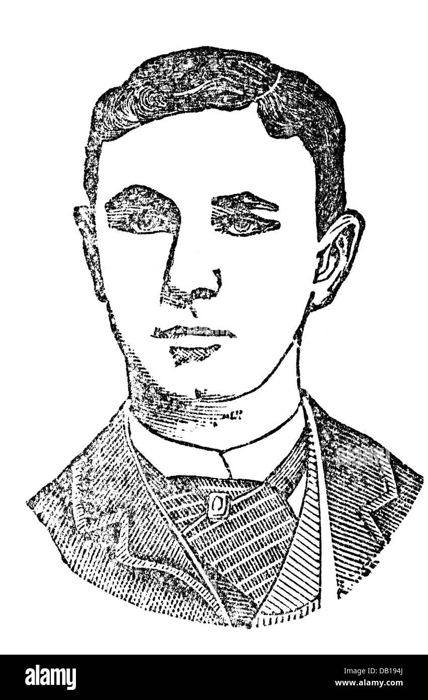 Medicina, anatomia, fisiognomia, 'artigiano ucciso', ritratto frenologico, incisione del legno, da: Friedrich Eduard Bilz, New Naturopathic Treatment, Leipzig, Germania, 1902, Additional-Rights-Clearences-Not Available Foto Stock