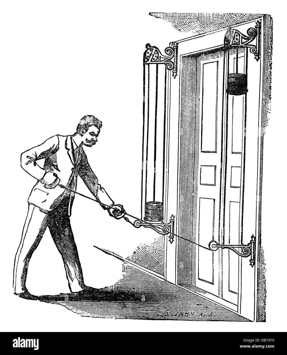 Medicina, trattamento, terapia, ginnastica medica, con apparecchio 'sanitas', incisione del legno, di F.S.Jahn, da: Friedrich Eduard Bilz, New Naturopathic Treatment, Leipzig, Germania, 1902, diritti aggiuntivi-clearences-not available Foto Stock