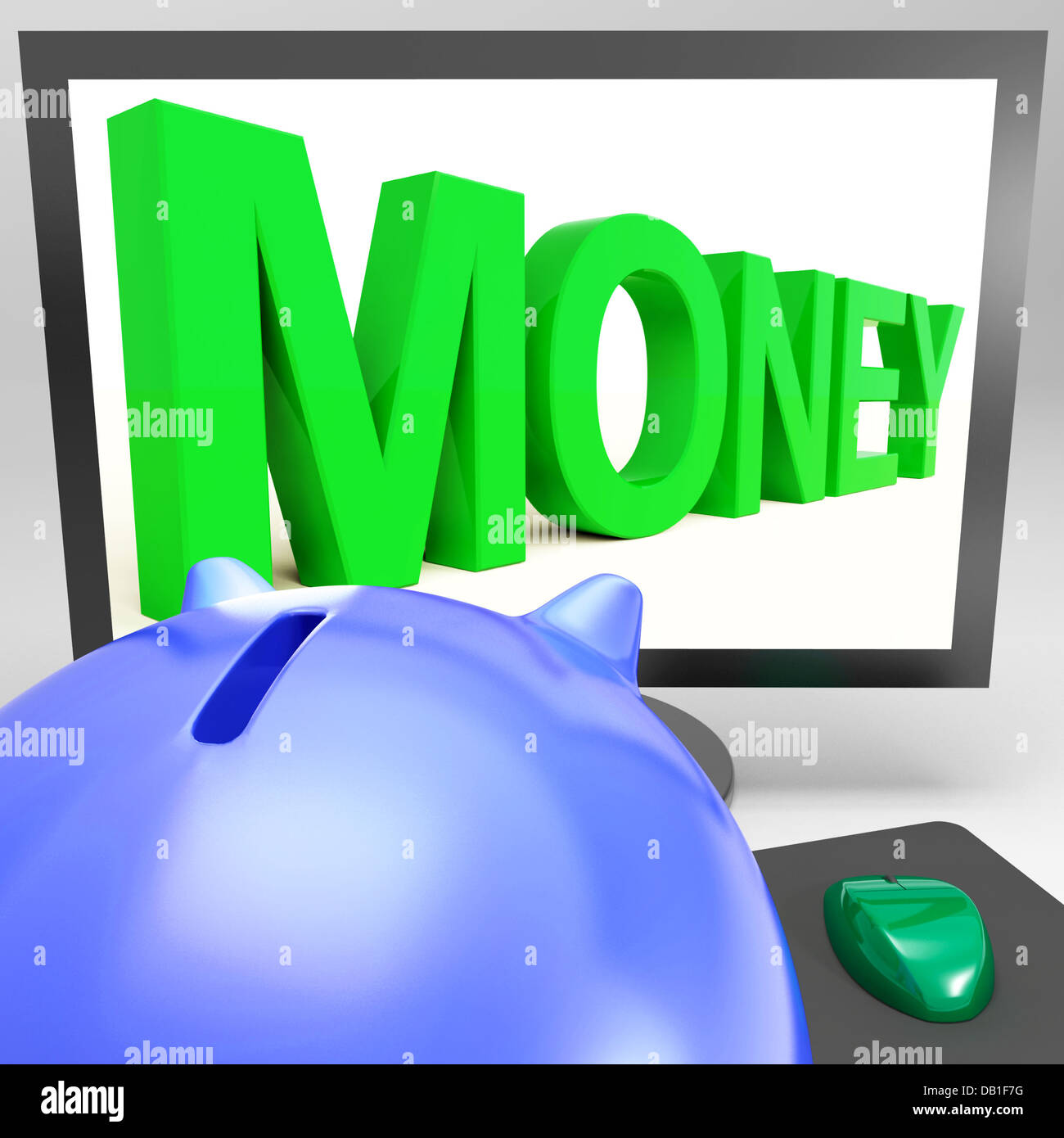 Il denaro sul monitor che mostra la prosperità Foto Stock