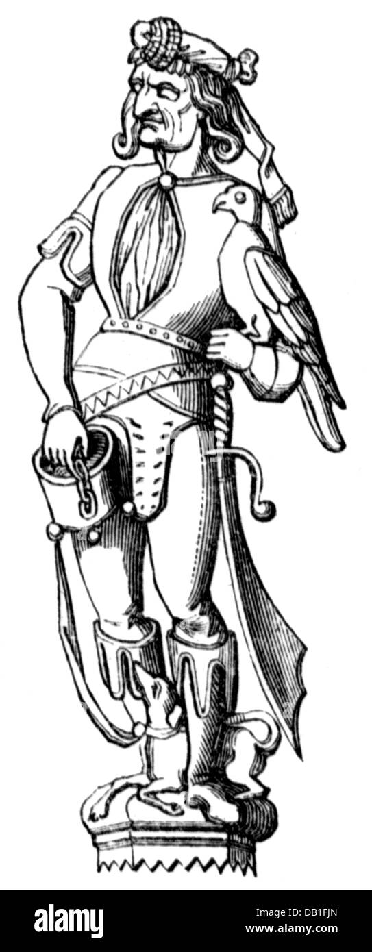 Caccia, falconiere, scultura, Francia, XIII secolo, incisione in legno, XIX secolo, cacciatore, cacciatori, animali, falco, falchi, Medioevo, falconiere, falconeria, Francia, persone, uomini, uomo, caccia, caccia, falconiere, falconieri, scultura, sculture, storiche, medievali, maschili, diritti aggiuntivi-clearences-non disponibili Foto Stock