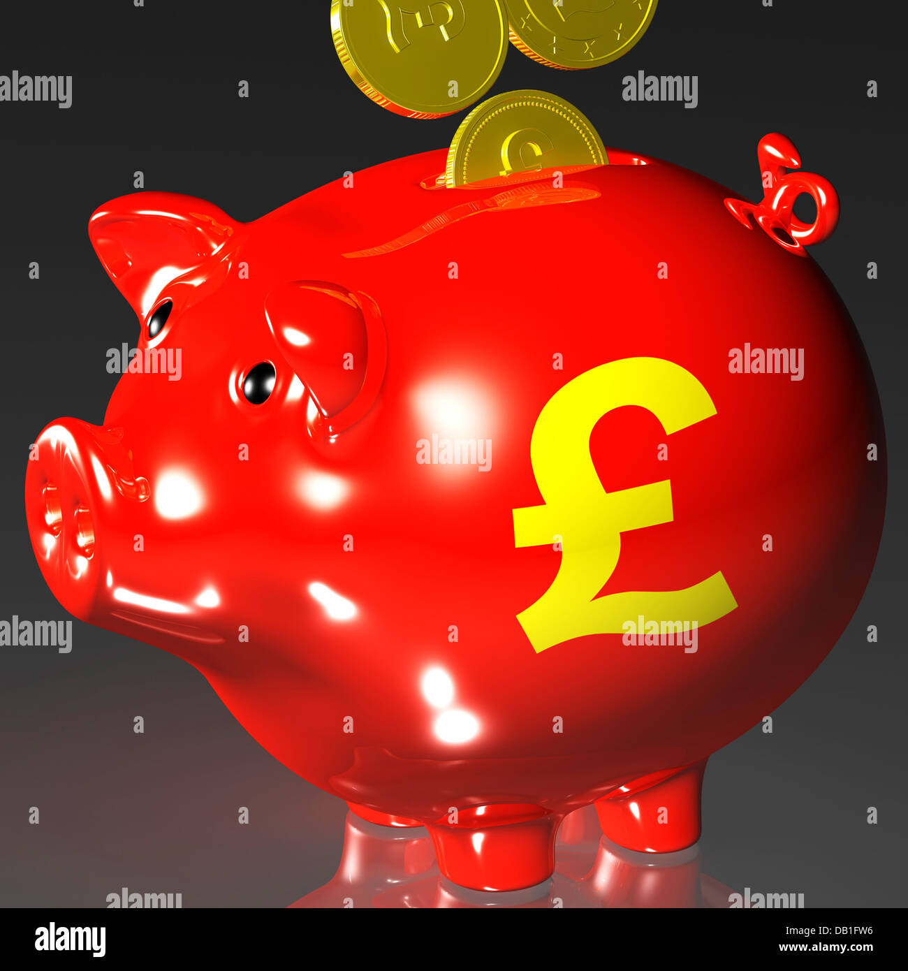 Monete di entrare Piggybank mostra British investire Foto Stock