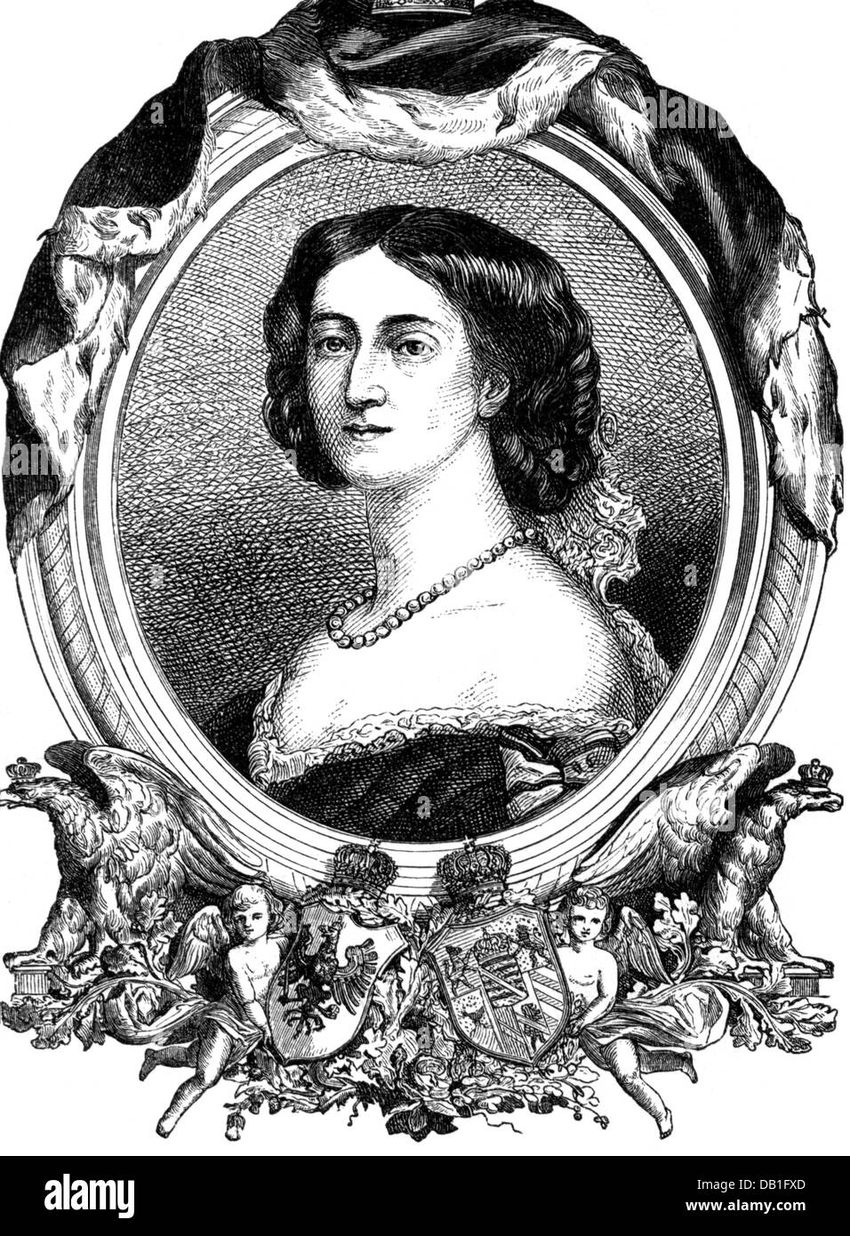 Augusta Marie, 30.9.1811 - 7.1.1890, Imperatrice tedesca 18.1.1871 - 9.3.1888, Ritratto, incisione in legno, 19th secolo, Foto Stock
