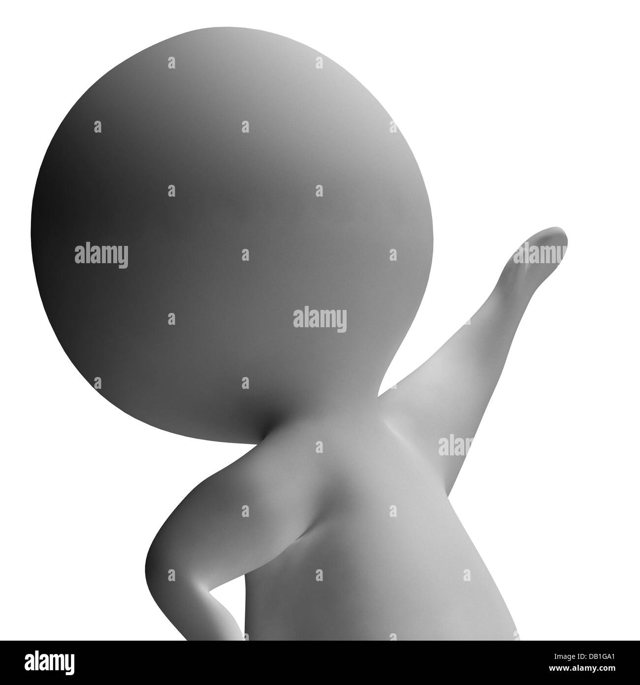 Rivolta verso l'alto 3d carattere ha la mano alzata Foto Stock