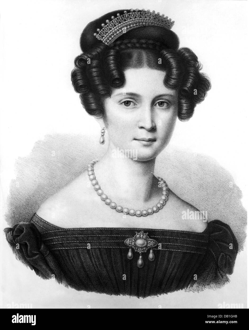 Therese Charlotte, 8.7.1792 - 26.10.1854, Regina di Baviera 13.10.1825 - 20.3.1848, ritratto, litografia, circa 1820, Foto Stock