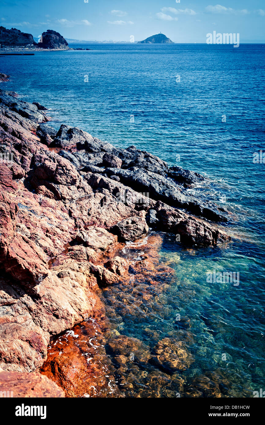 Topinetti spiaggia neer Rio Marina Isola d'Elba, Italia Foto Stock