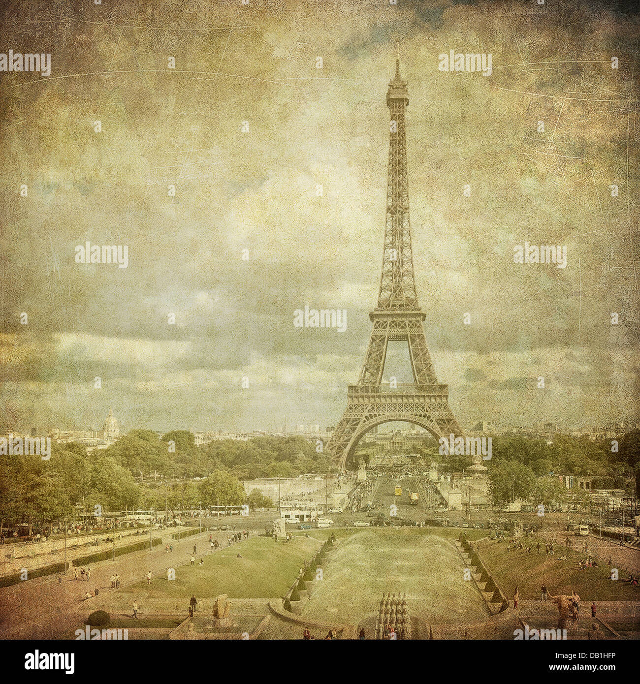 Vintage immagine della torre Eiffel, Parigi, Francia Foto Stock