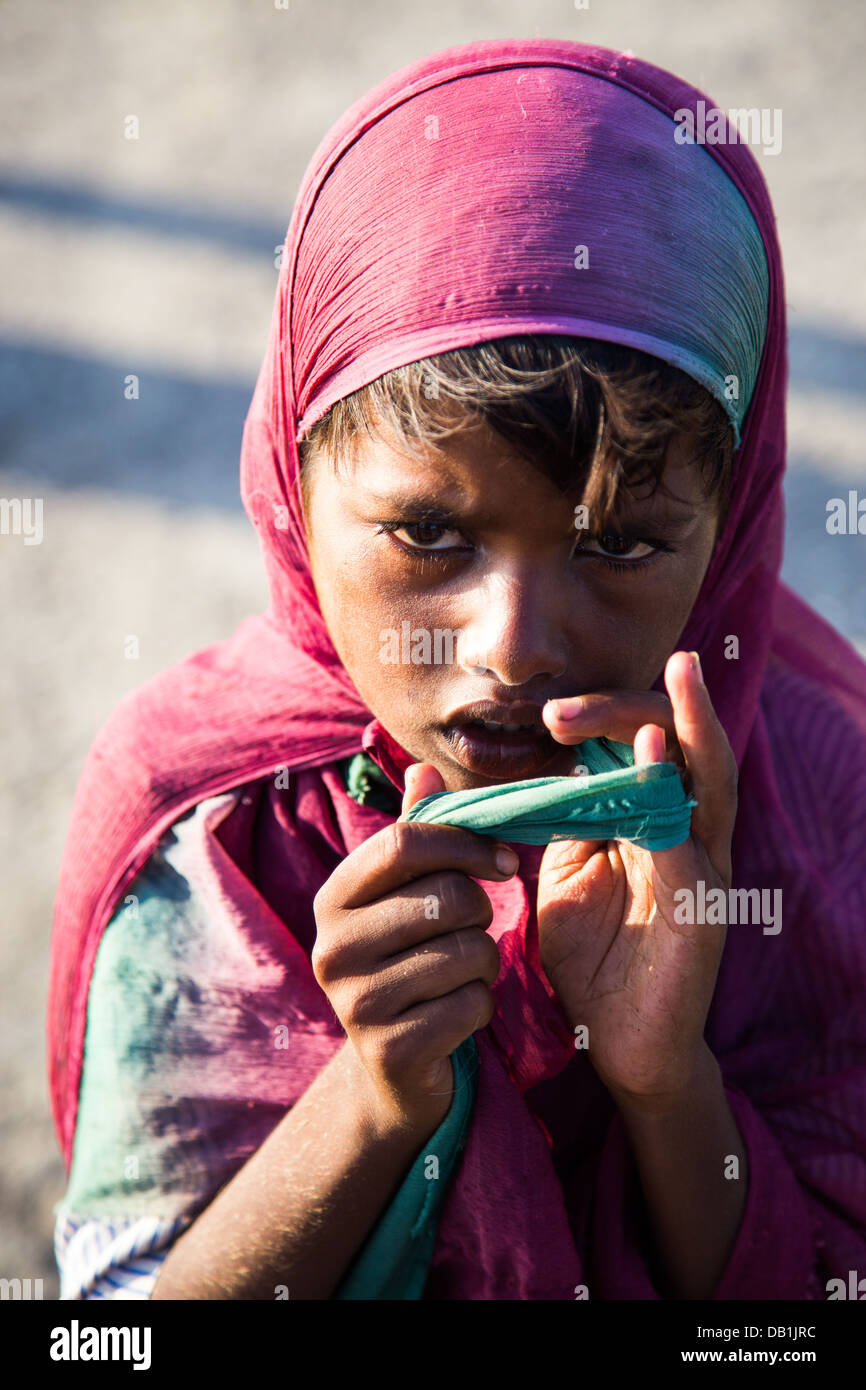 Povero mendicante musulmano in Mumbai, India Foto Stock