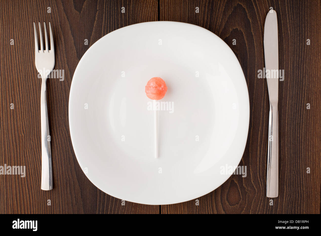 Lillipop su una piastra bianca Foto Stock