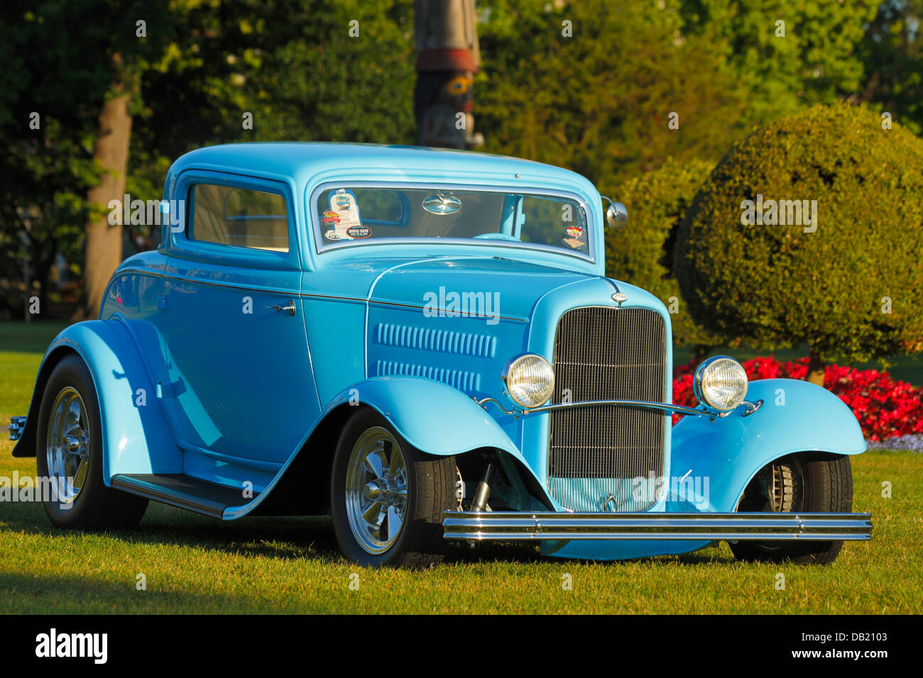 1932 Ford finestra tre coupe automobile in 2013 a nord-ovest di Deuce giorni Hot Rod show-Victoria, British Columbia, Canada. Foto Stock