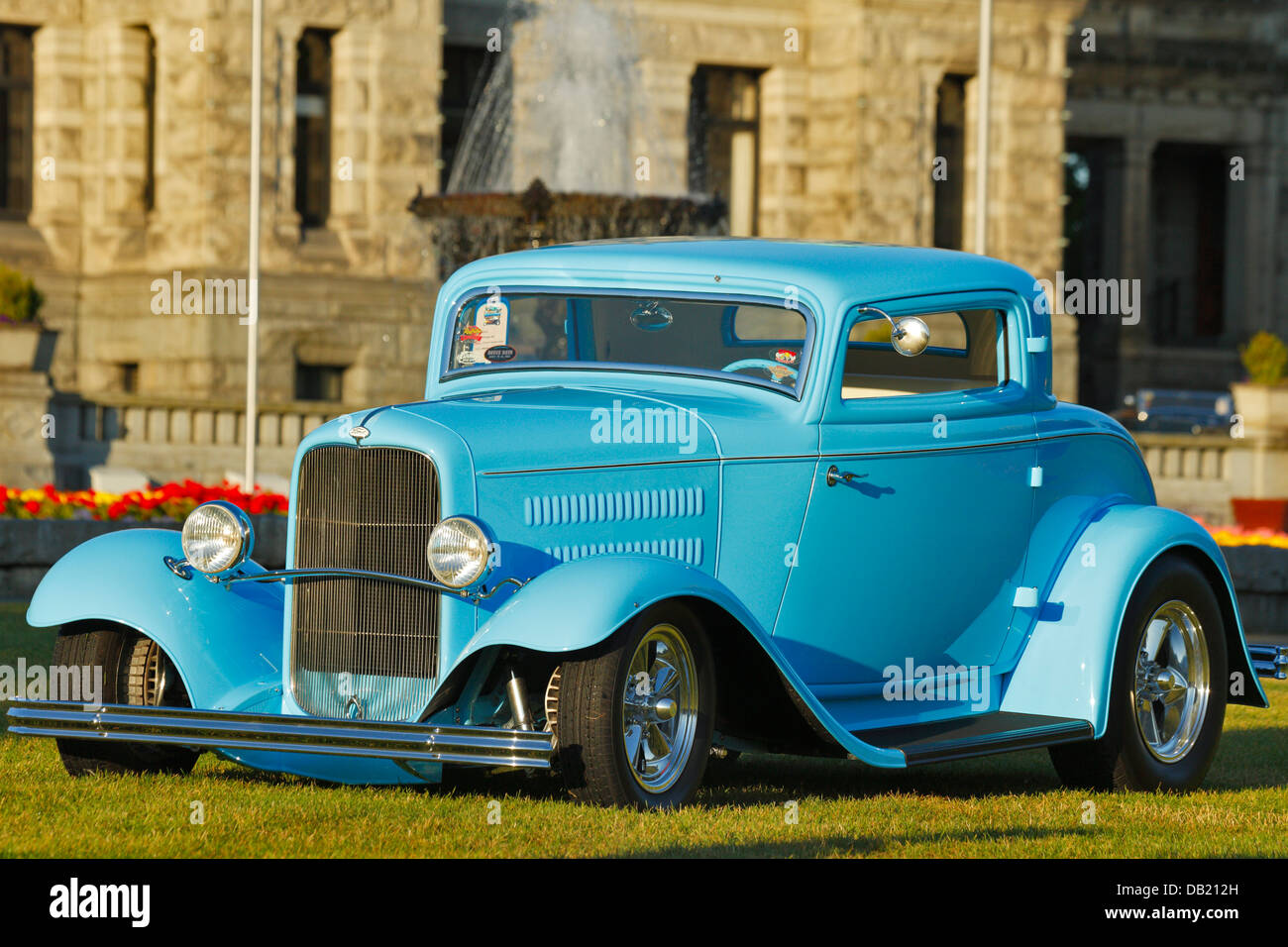 1932 Ford finestra tre coupe automobile in 2013 a nord-ovest di Deuce giorni Hot Rod show-Victoria, British Columbia, Canada. Foto Stock