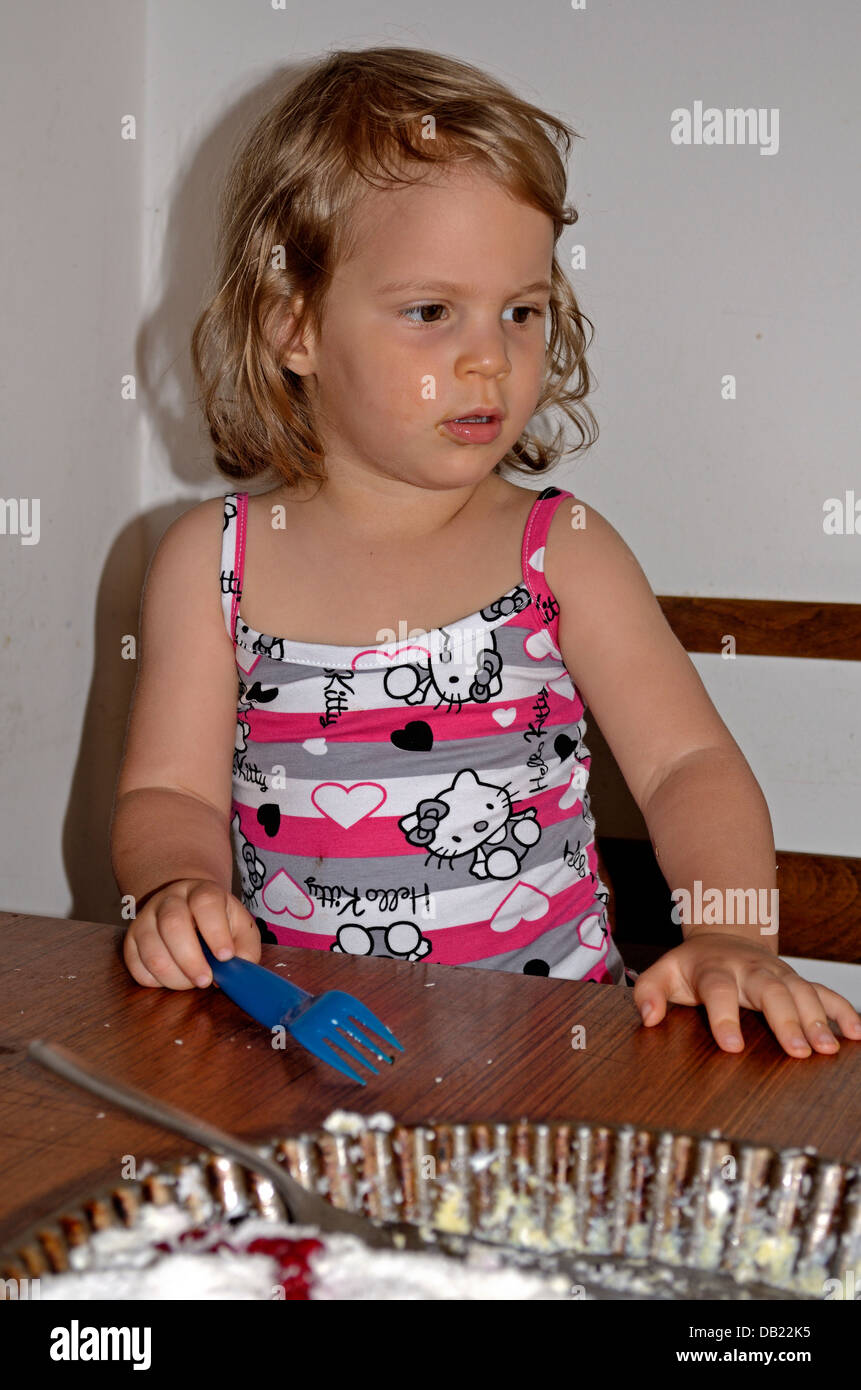 2 anno di età bambina ritratto Foto Stock
