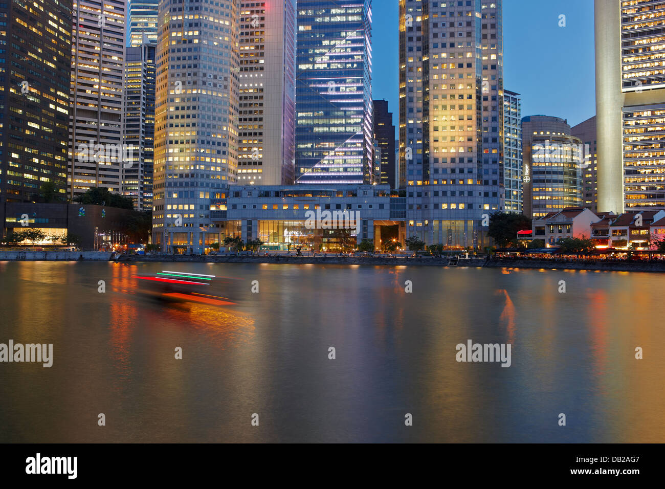 Boat Quay di notte, Singapore. Foto Stock