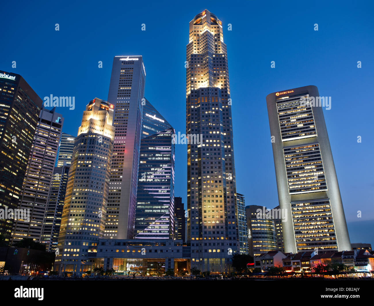 Grattacieli nel distretto centrale degli affari di Singapore. Foto Stock