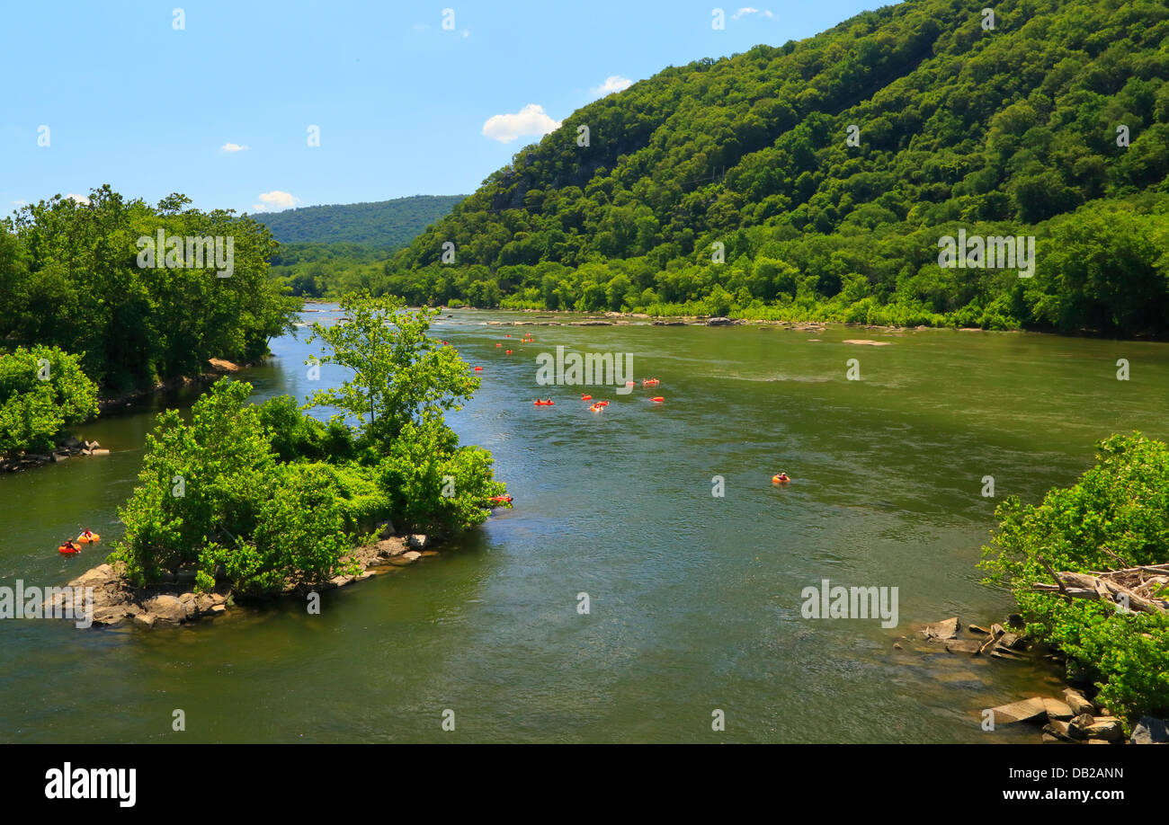 Vista dall'Appalachian Trail Potomac River Bridge, harpers Ferry, West Virginia, USA Foto Stock