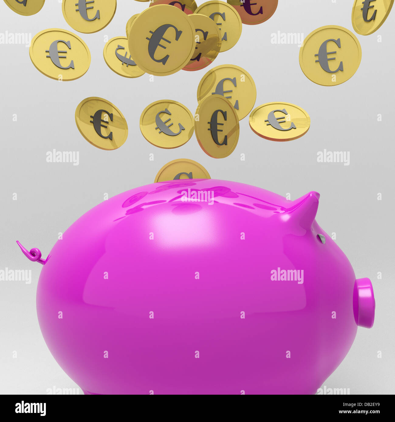 Monete di entrare Piggybank mostra prestito europeo Foto Stock