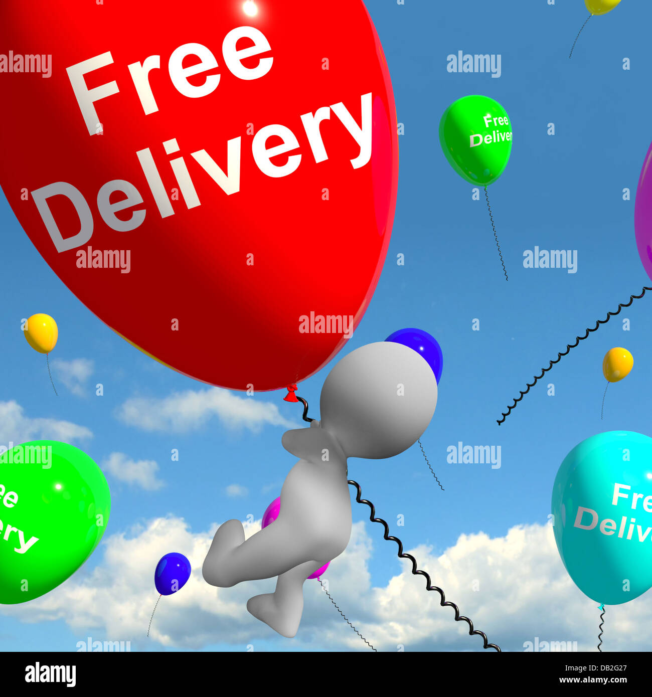 Consegna gratuita palloncini che non mostrano alcuna carica o gratis per erogare Foto Stock