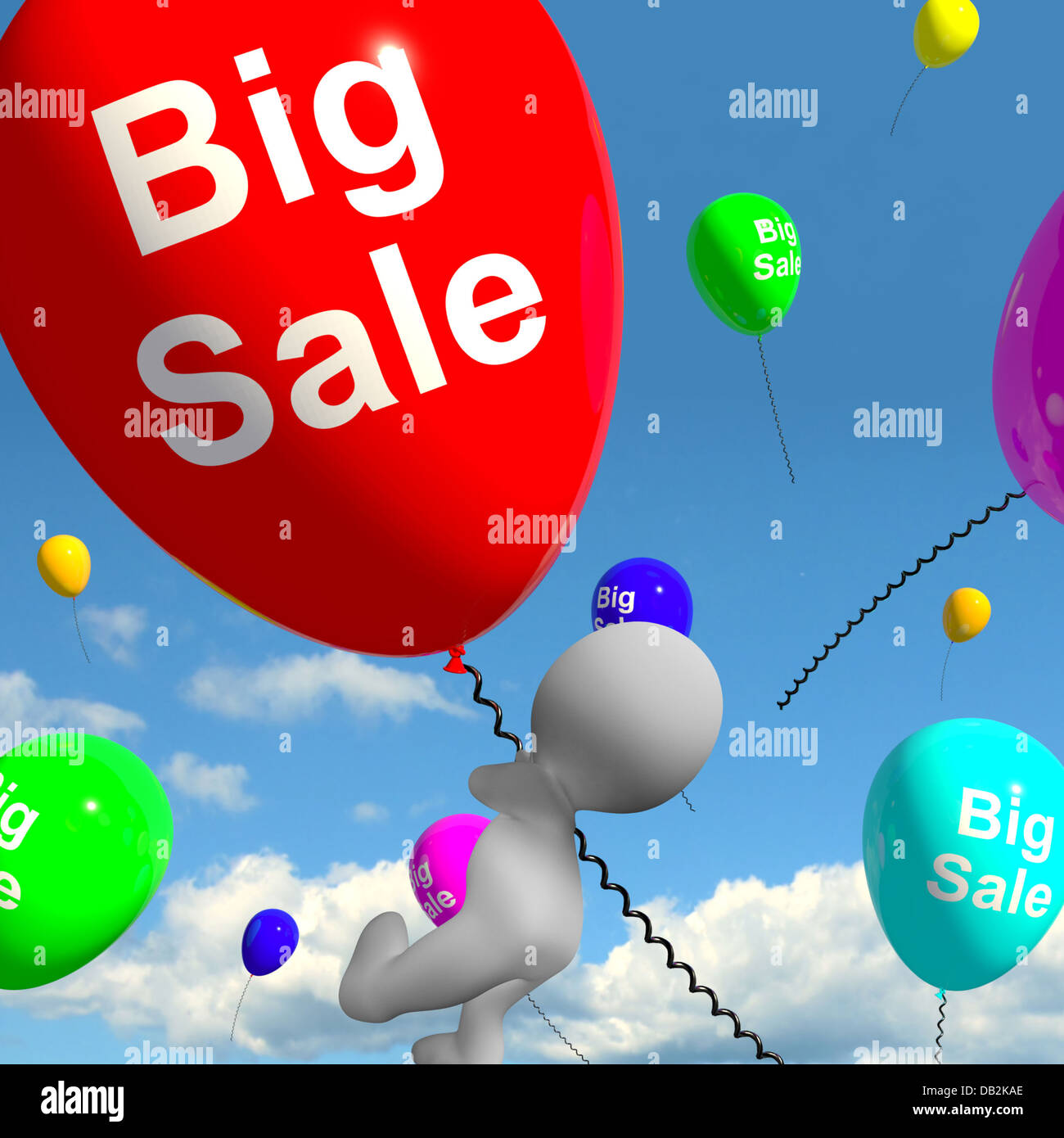 Vendita palloncini che mostra la promozione e riduzioni Online Foto Stock