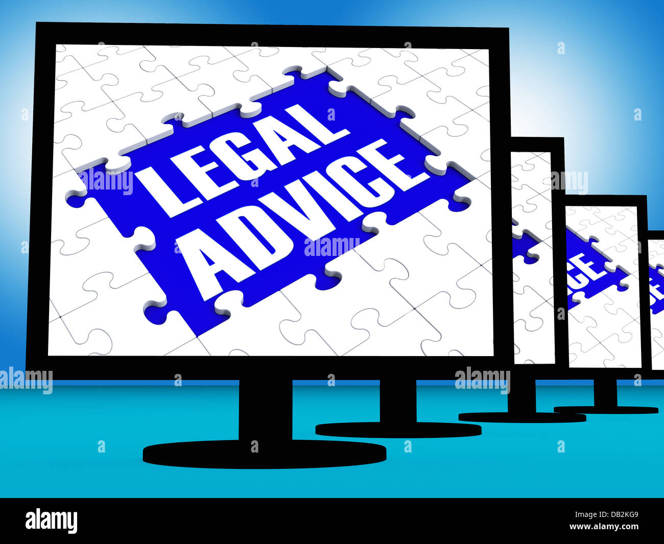 La consulenza legale sui monitor mostra la consulenza legale Foto Stock