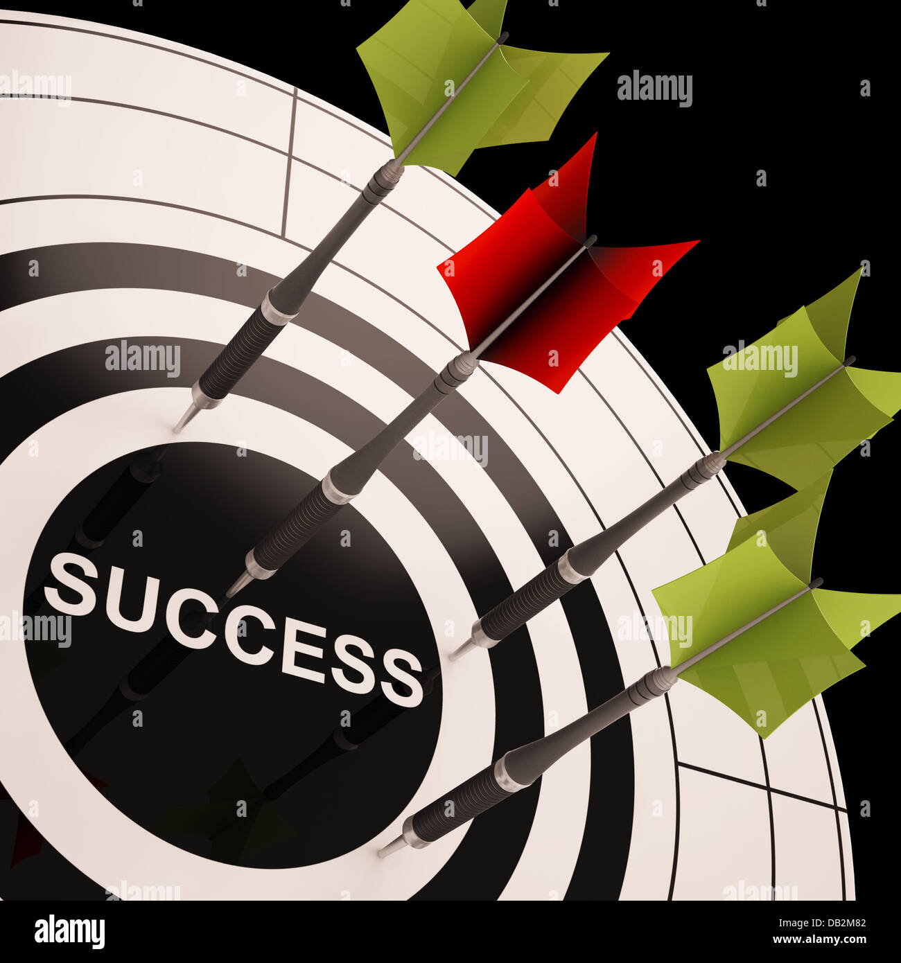Successo su Dartboard mostra gli obiettivi di successo Foto Stock