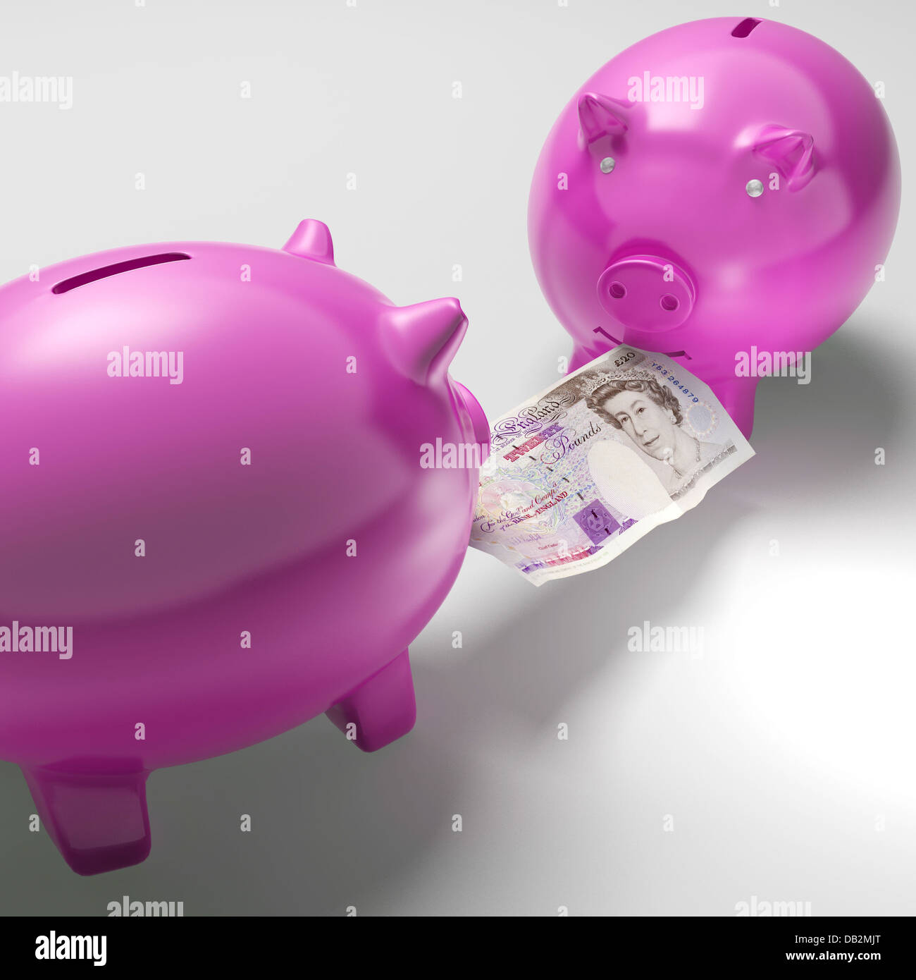 Piggybanks di lotta contro il denaro che mostra i risparmi Foto Stock