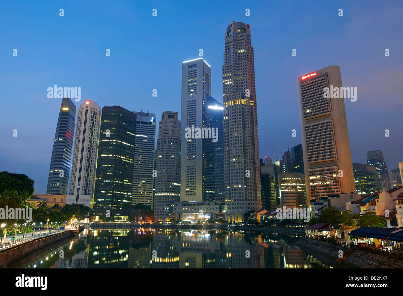 Grattacieli nel distretto centrale degli affari di Singapore. Foto Stock