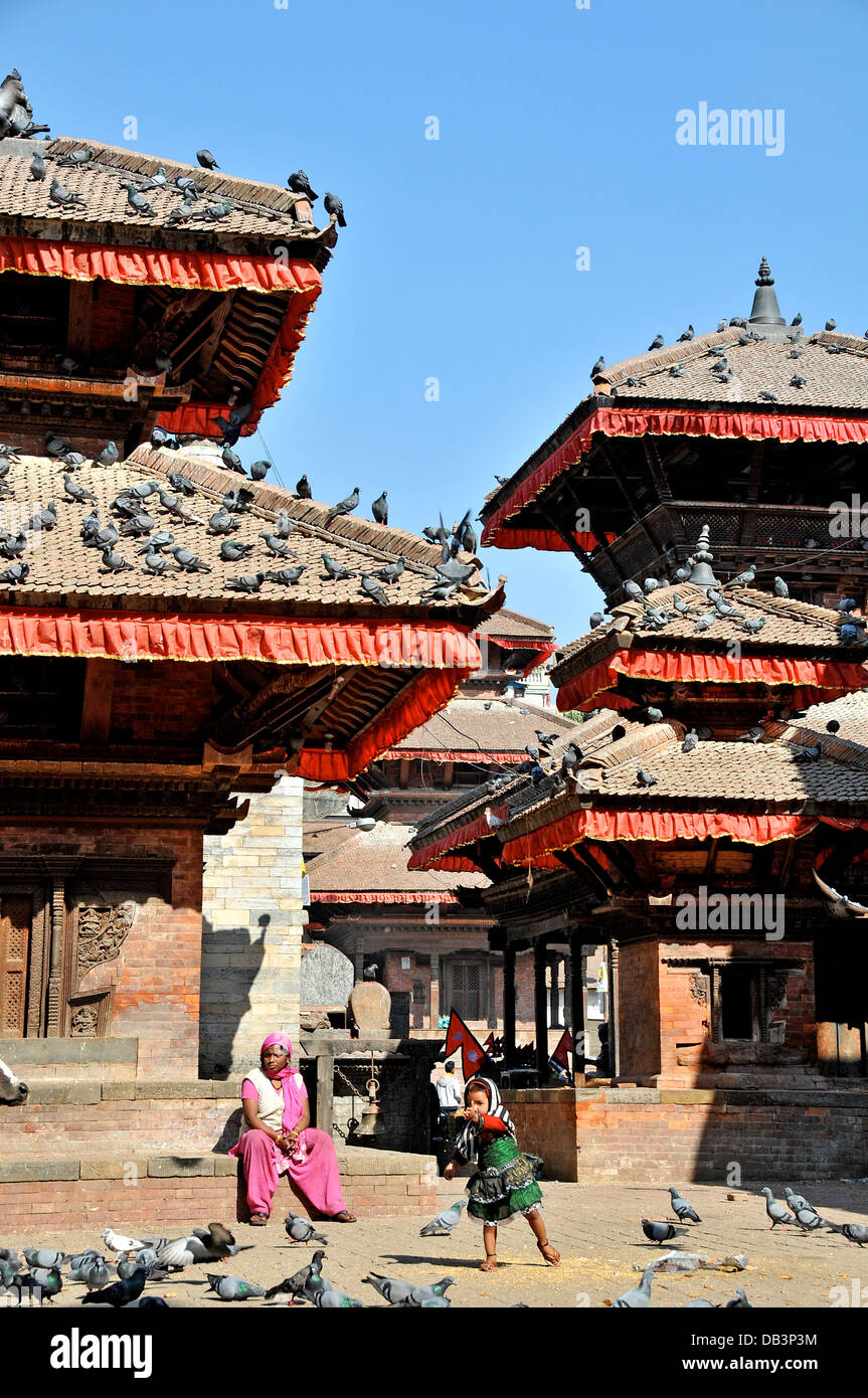 Templi il quadrato di Durbar Kathmandu in Nepal Foto Stock