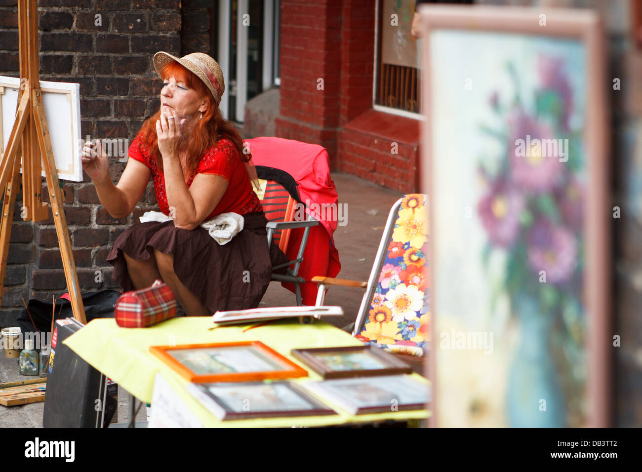 Artista dipinto su tela. Katowice in Polonia. Foto Stock