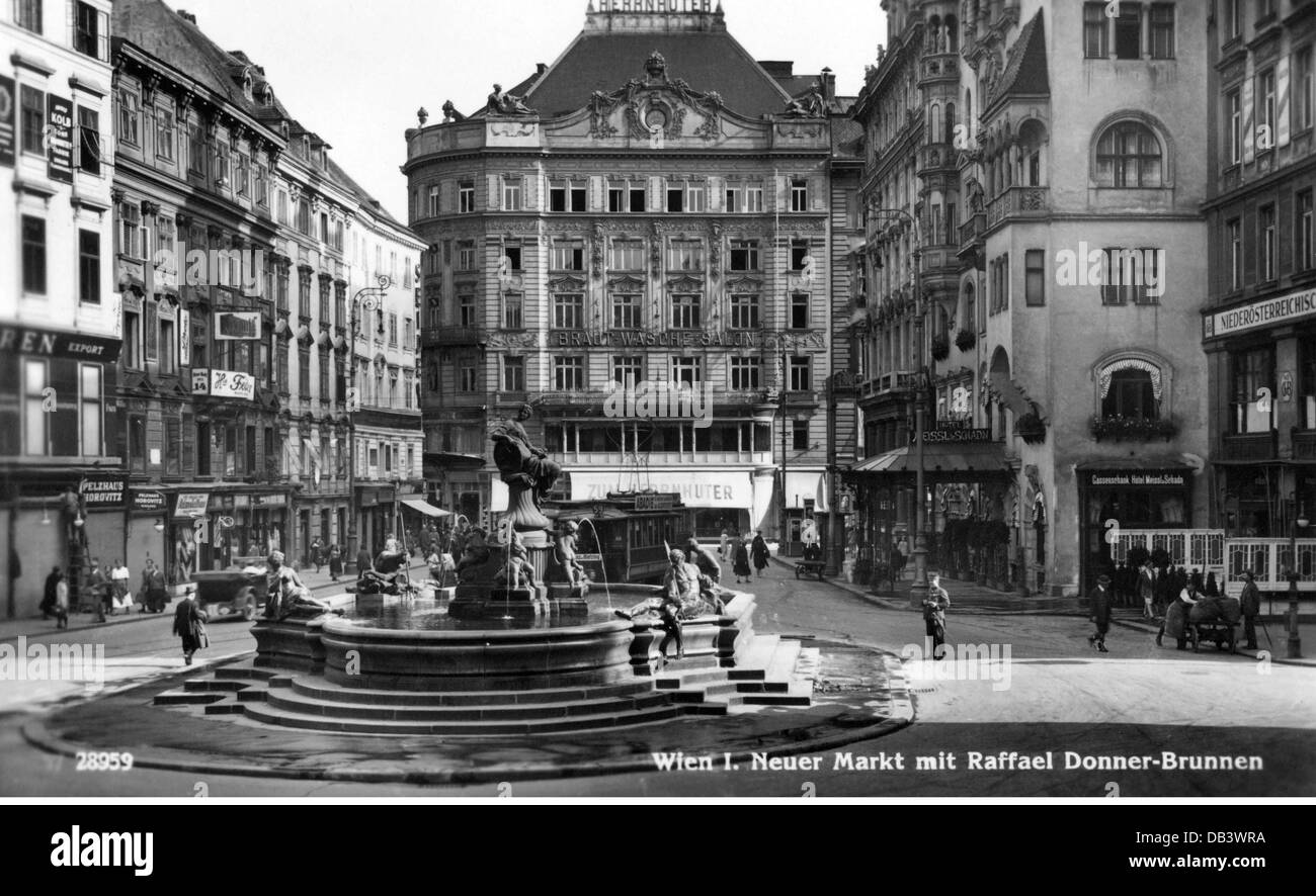 Geografia / viaggio, Austria, Vienna, piazze, Neuer Markt con fontana Donner, cartolina fotografica, circa 1930, diritti aggiuntivi-clearences-non disponibile Foto Stock