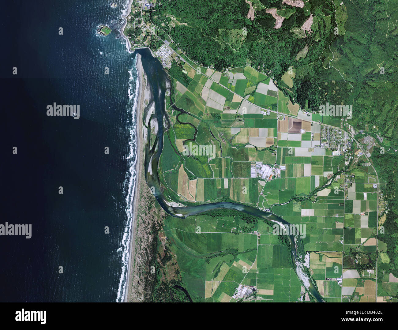 Mappa foto aeree di Smith River, Del Norte County, California Foto Stock