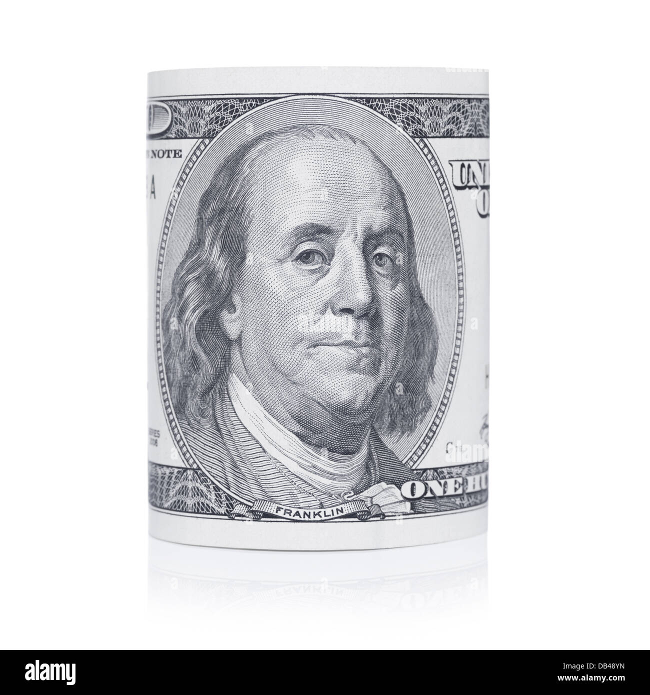 Centinaia di dollari close up di Benjamin Franklin ritratto Foto Stock