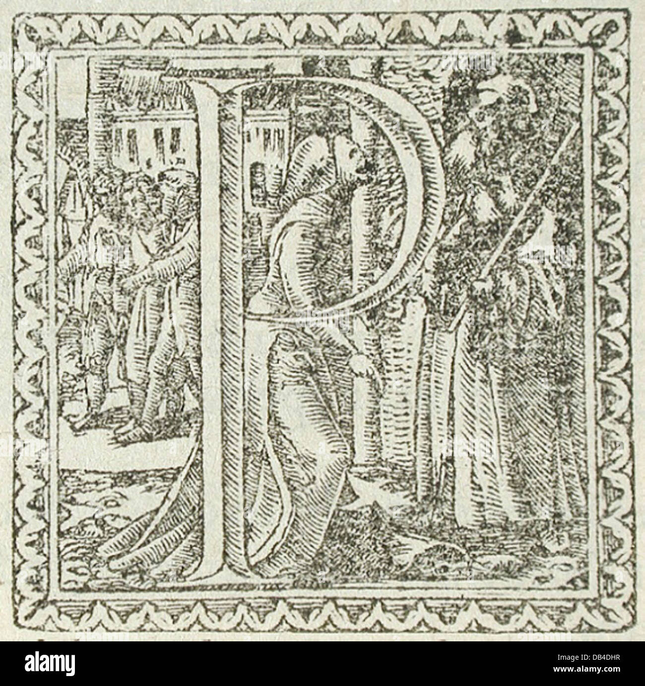 Queste lettere ornamentali, parte di una collezione al LACMA, mostrano un intricato design delle lettere come parte delle arti decorative, sottolineandone l'uso nelle tradizioni artistiche e calligrafiche. Foto Stock